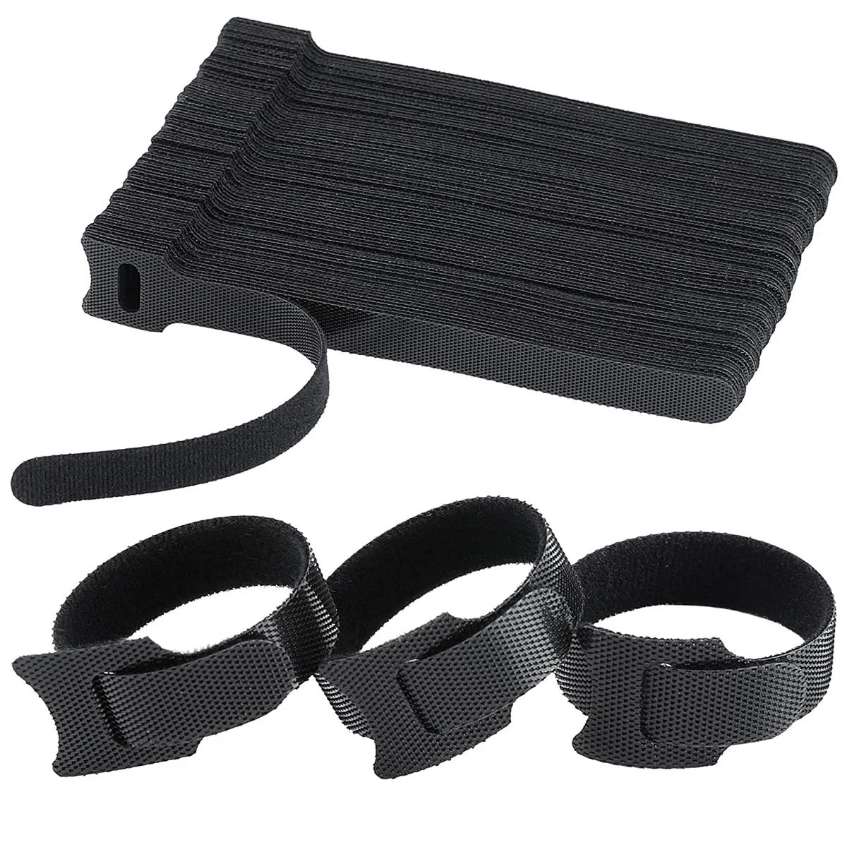 Cable Velcro Strap - 100pcs Releasable Cable Organizer Ties Mouse