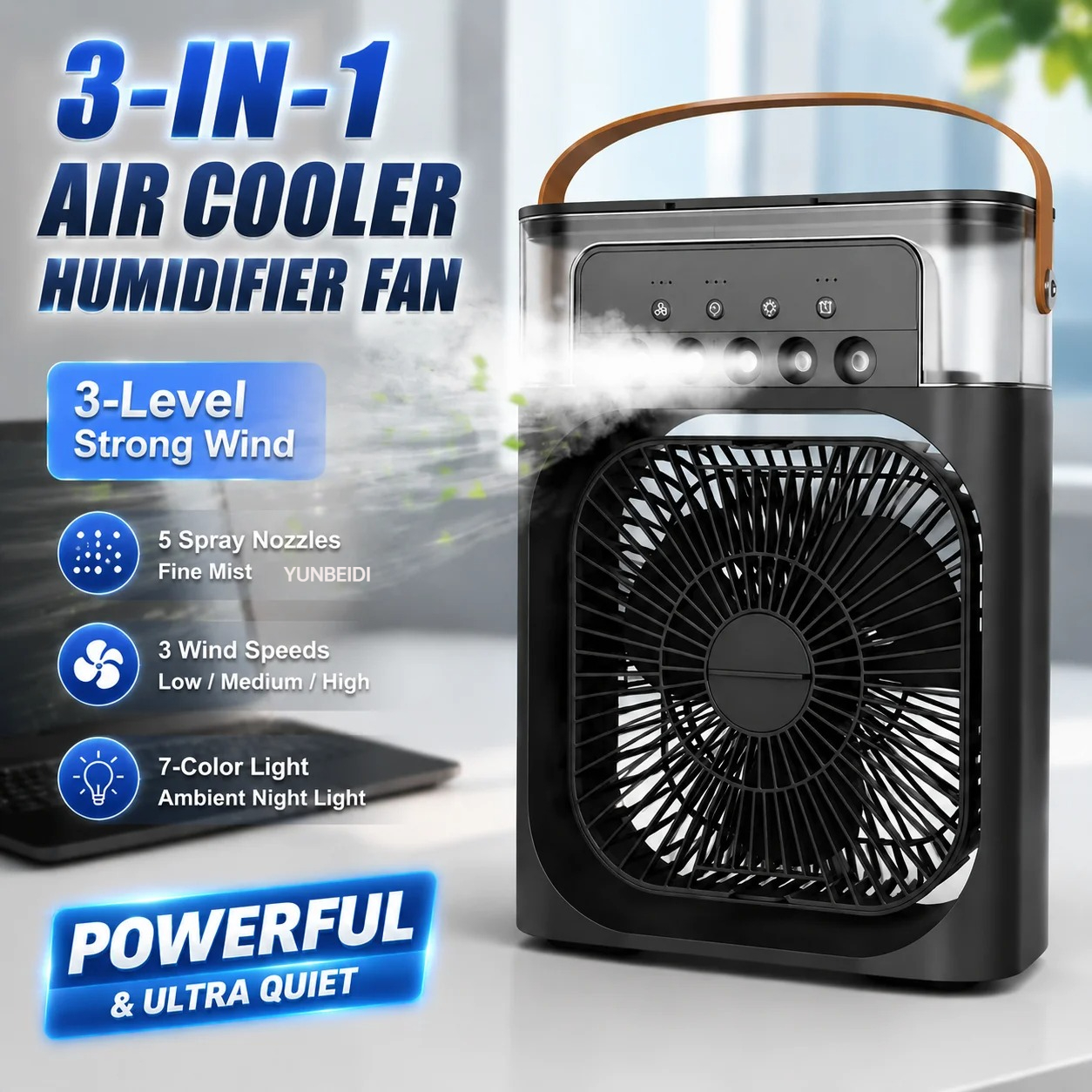 Desk Setup Gear - Three-in-one Fan Air Conditioner LED Light