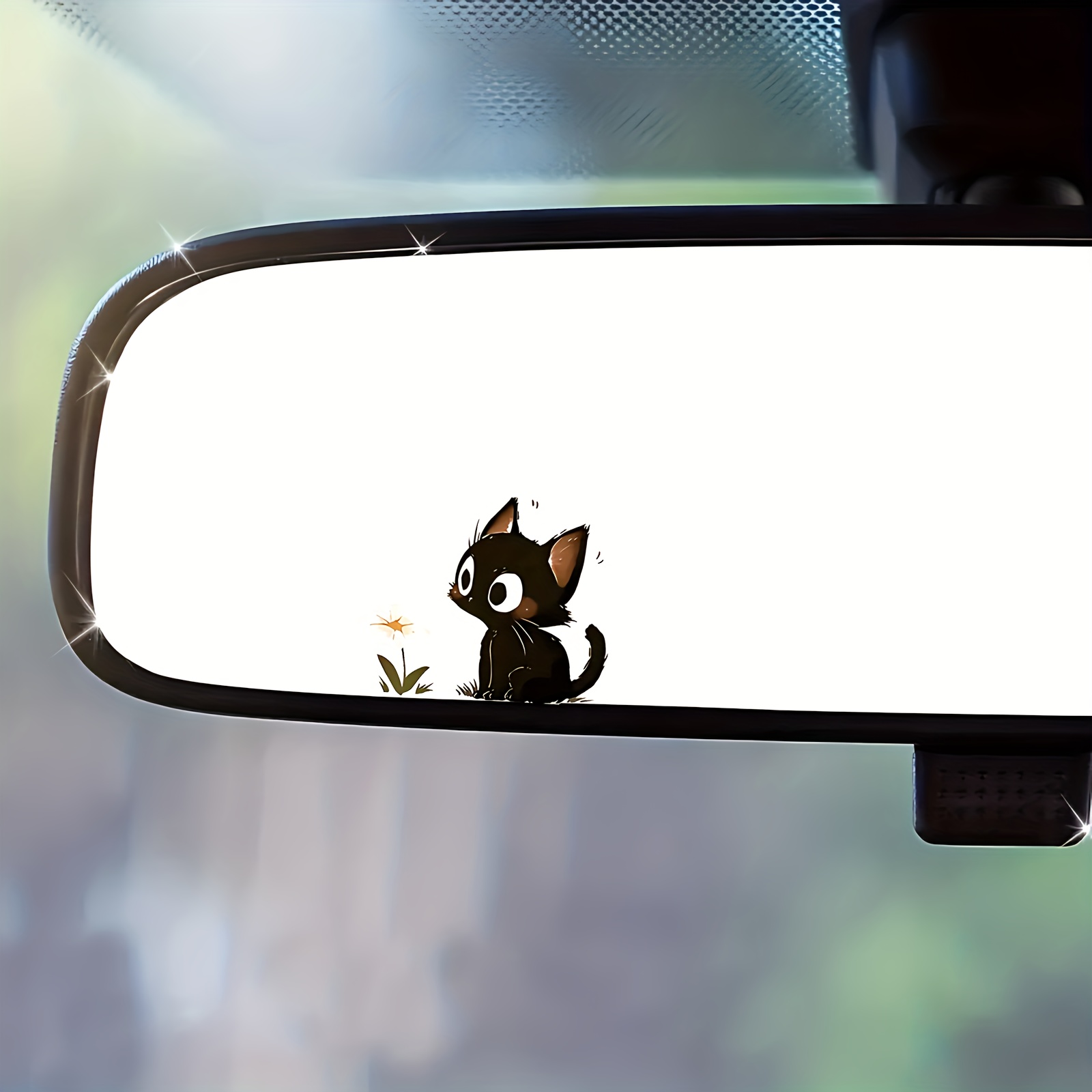 Desk Setup Gear - 1PC Cute Black Cat Flower Sticker