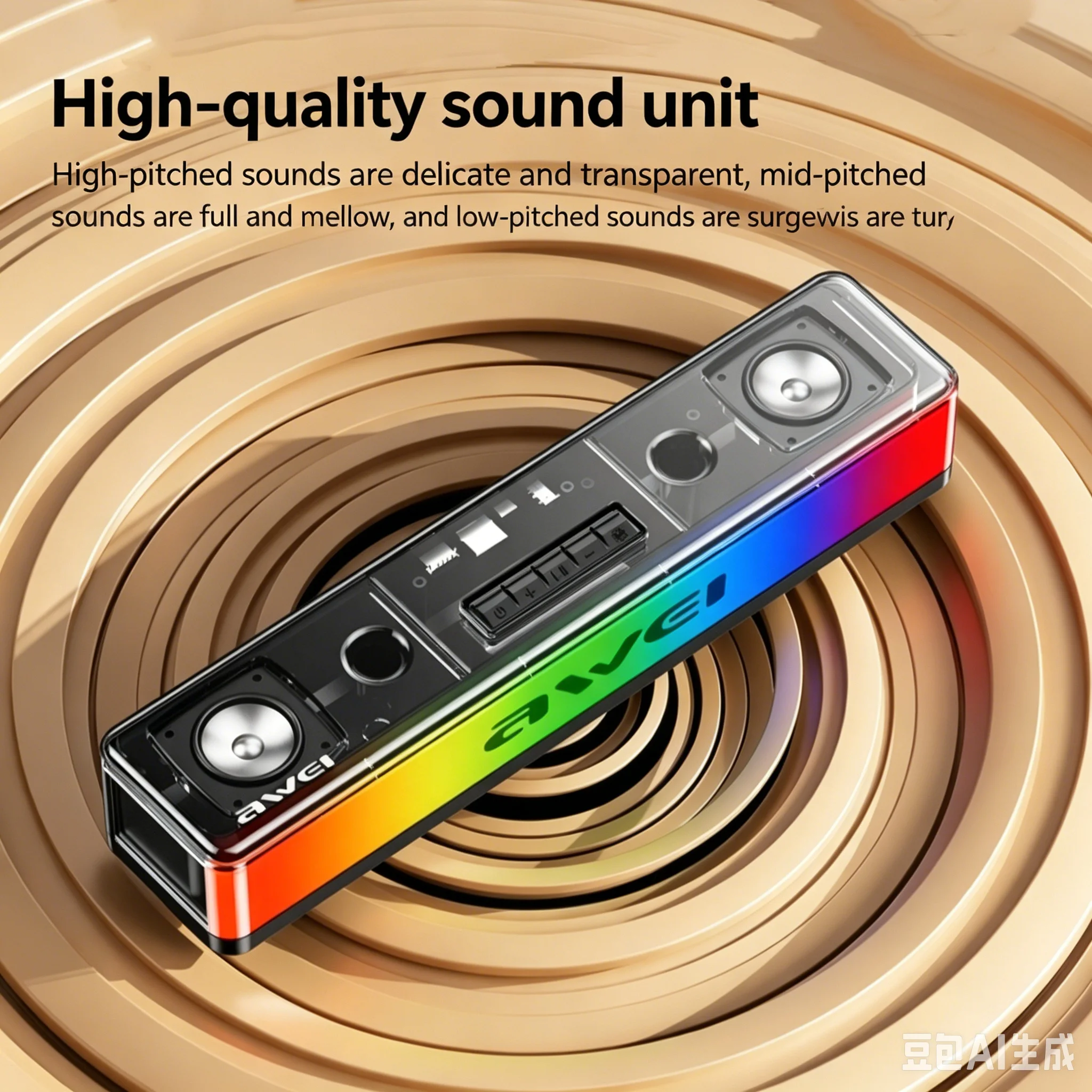 Ambient Light Bar Usb - Wireless Bluetooth Desktop Sound Bar 20W