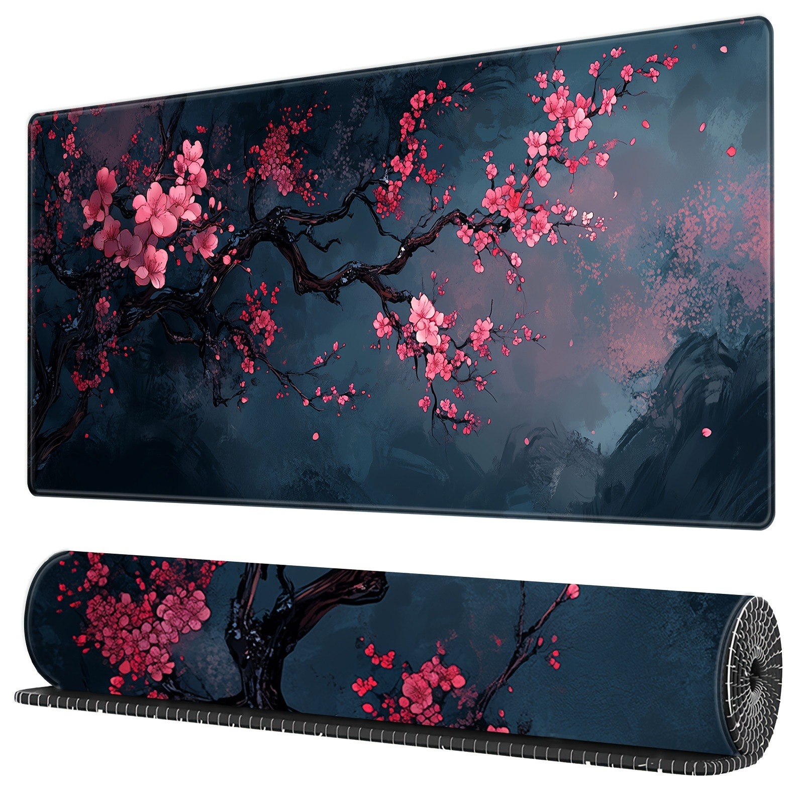 Rubber Mat Desk - Night Cherry Blossom gaming mouse pad,