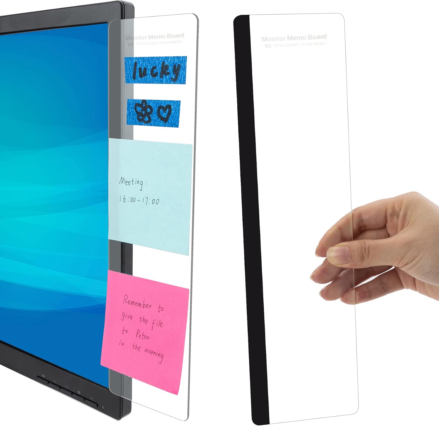 Sticky Memo Holder - 2 Pcs Monitor Memo Board Sticky