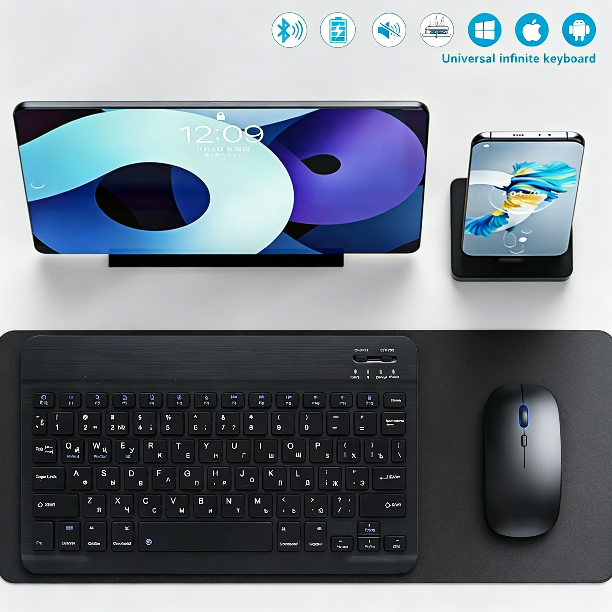 Desk Setup Keyboard - Bluetooth Wireless Keyboard Mobile Phone Tablet