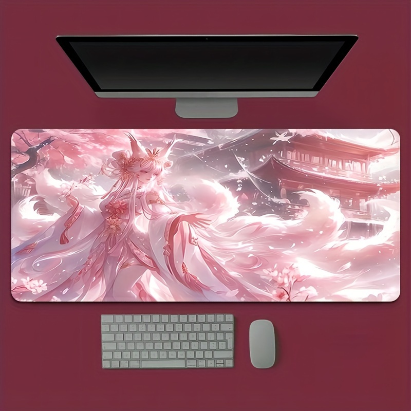 Desk Setup Girl - Anime Fox Girl Desk Mat, Extended