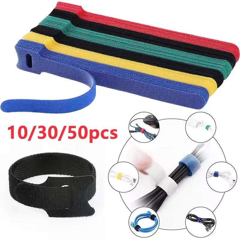 Cable Velcro Strap - 10/30/50pcs Multi-Purpose Fastener Cable Straps Tape