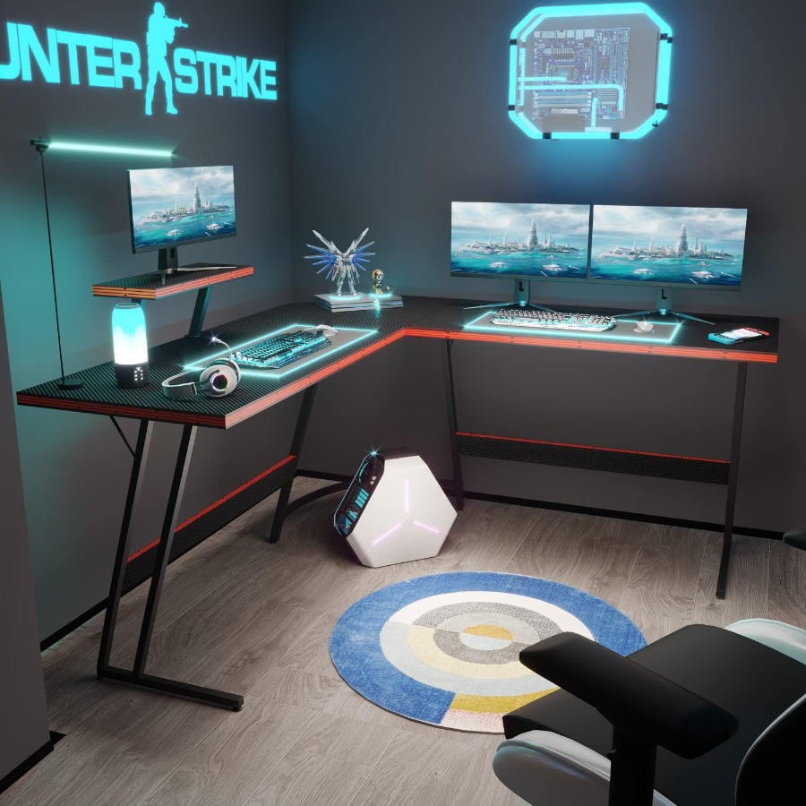 L Shaped Gaming Desk with Larg - Desk Setup Corner recension och pris
