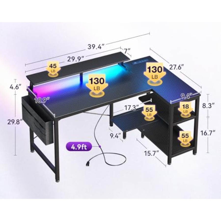 40 Inch Reversible L Shaped Ga - Desk Setup Corner recension och pris
