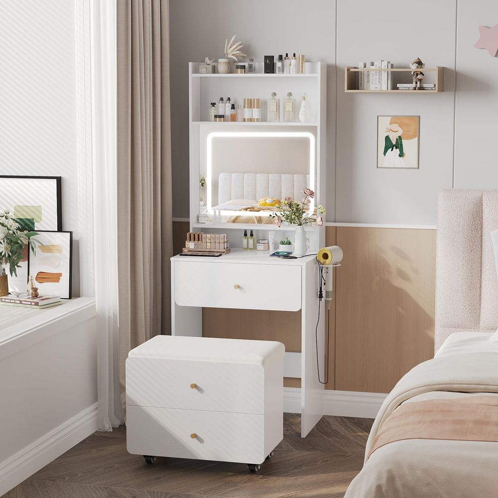 Make Up Vanity Desk with Mirro - Desk Setup Girl recension och pris