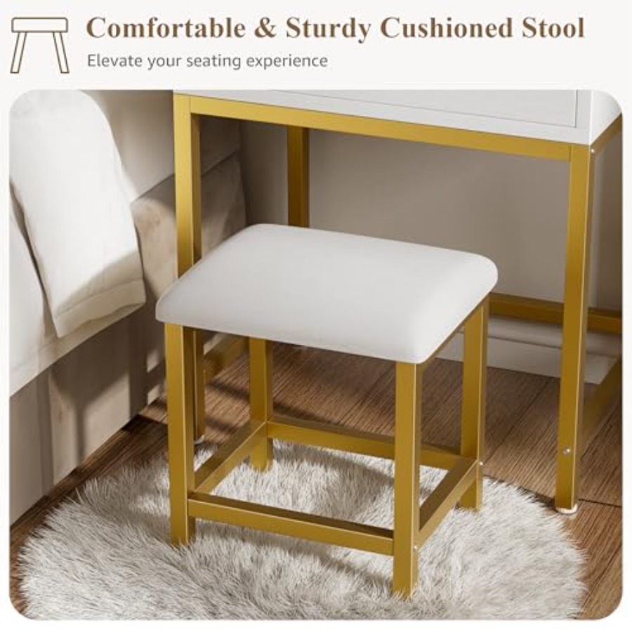 BOLUO Gold Makeup Vanity Desk  - Desk Setup Girl recension och pris