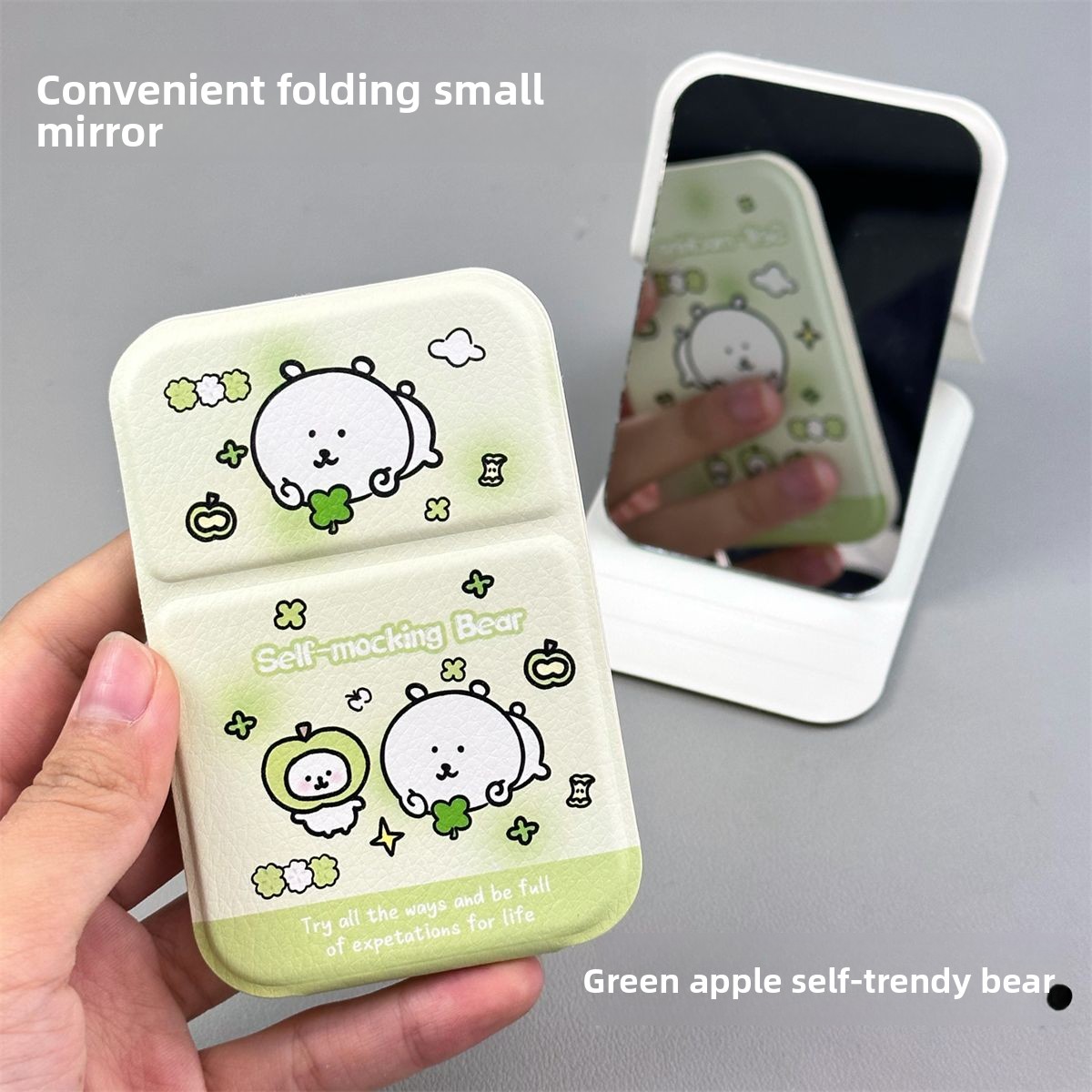 Nagano Bear Folding Mirror Sel - Desk Setup Kawaii recension och pris