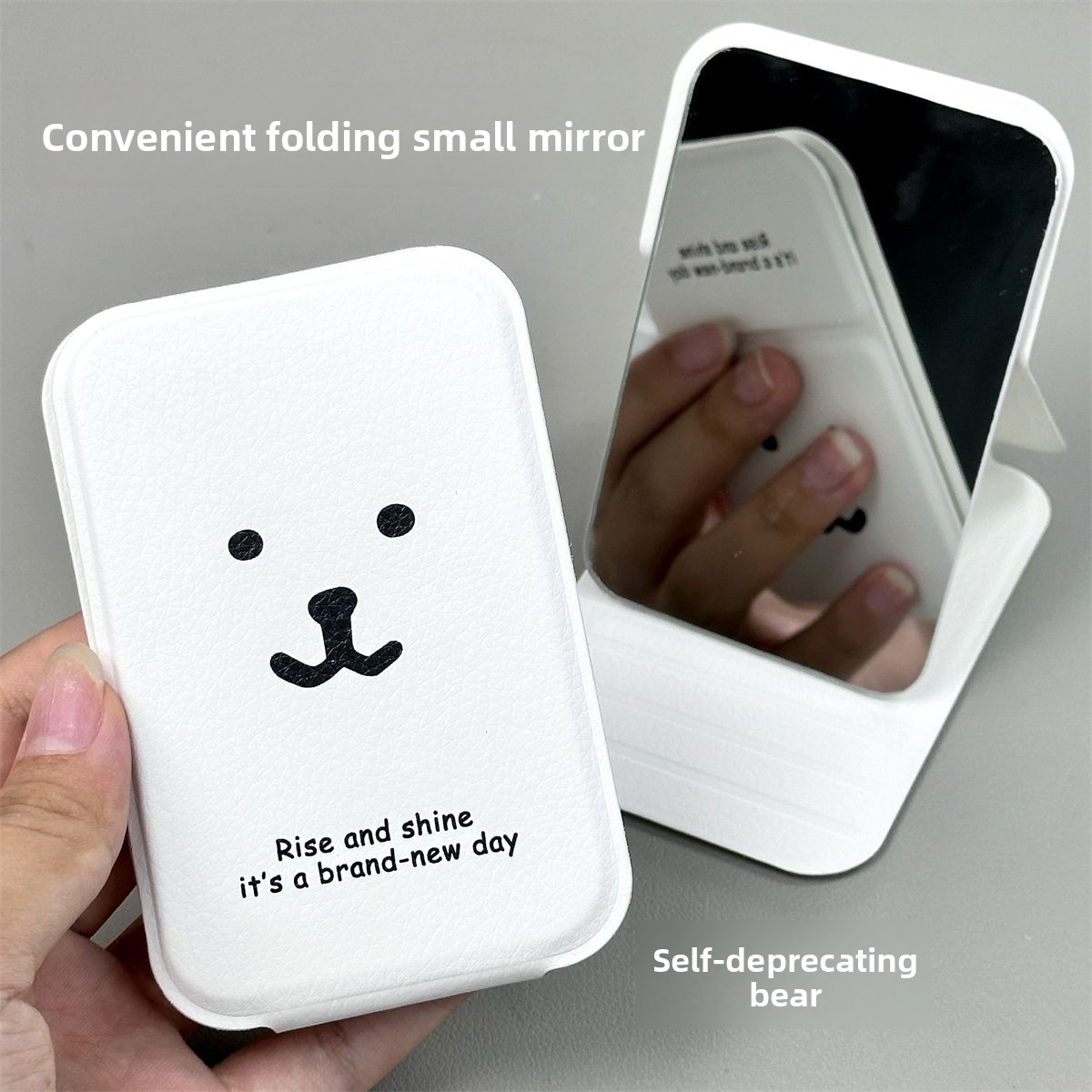 Nagano Bear Folding Mirror Sel - Desk Setup Kawaii recension och pris