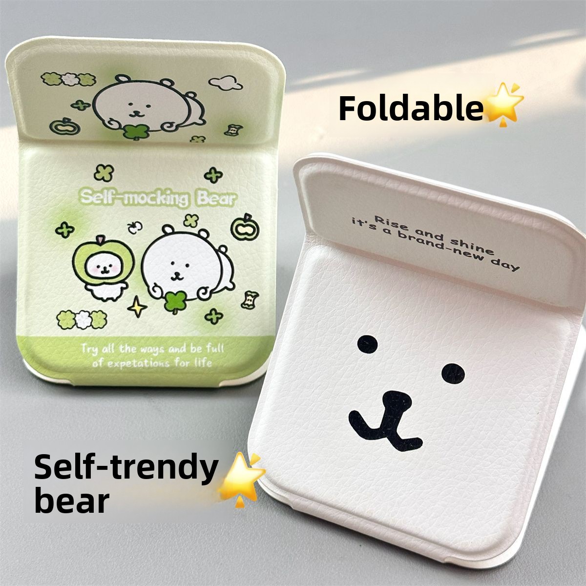 Nagano Bear Folding Mirror Sel - Desk Setup Kawaii recension och pris