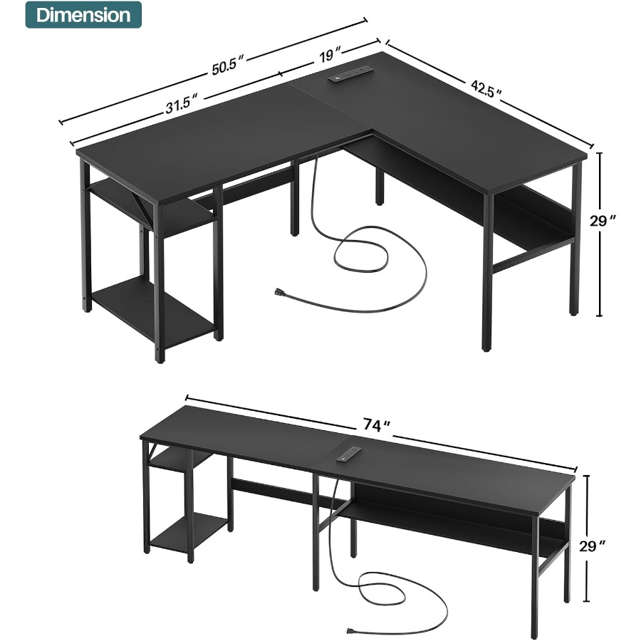 Reversible L Shaped Desk with  - Desk Setup Corner recension och pris