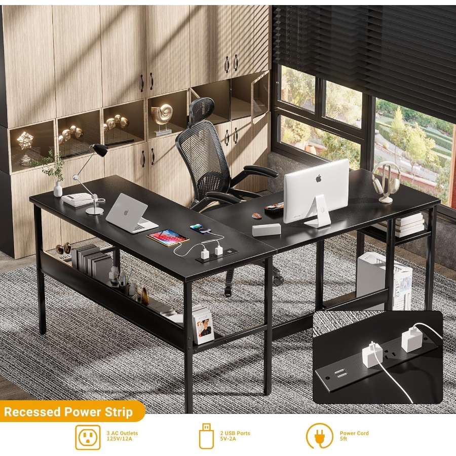 Reversible L Shaped Desk with  - Desk Setup Corner recension och pris