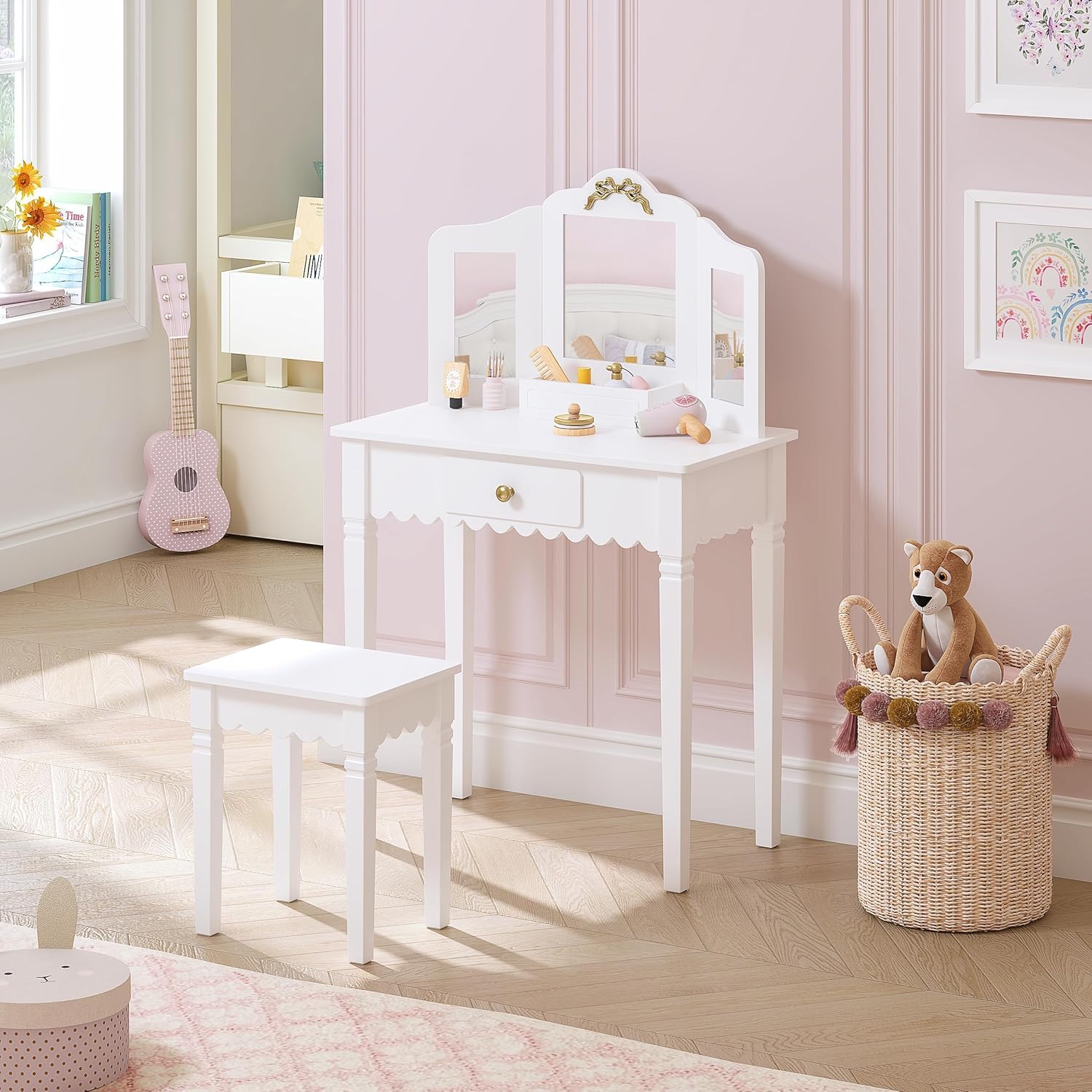 Kids Vanity Set with Mirror an - Desk Setup Girl recension och pris