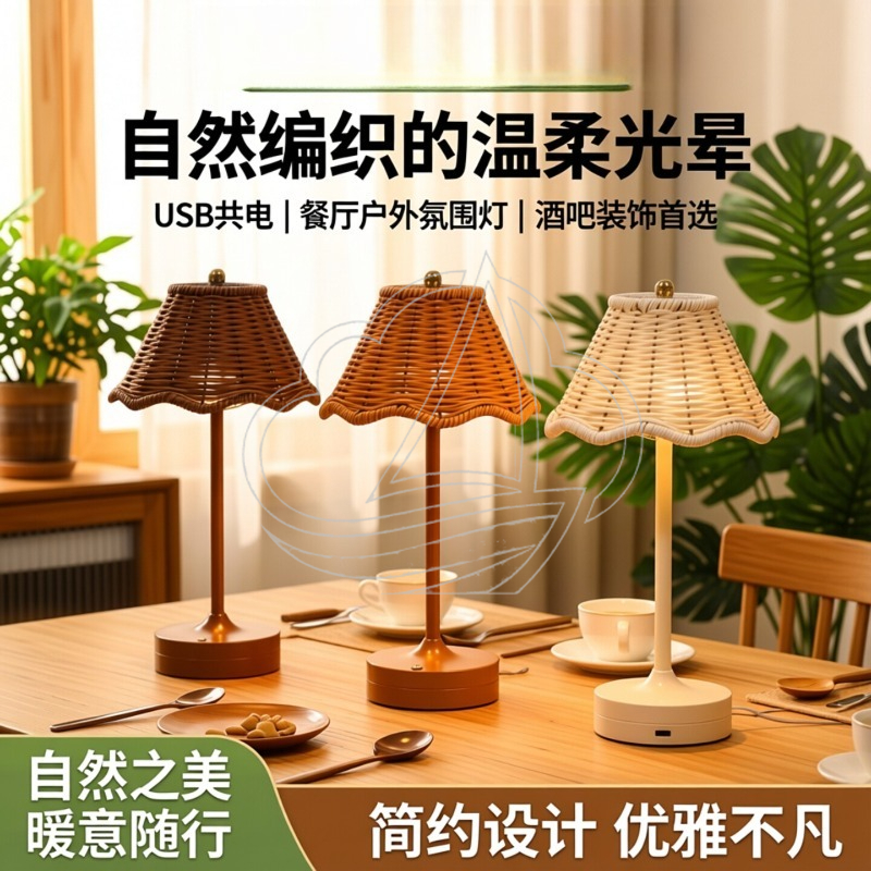 Vintage Rattan Table Lamp USB  - Ambient Light Bar Usb recension och pris