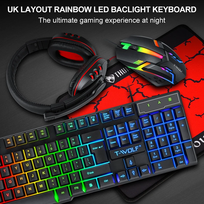 T-WOLF Game Four Piece TF800 I - Desk Setup Keyboard recension och pris