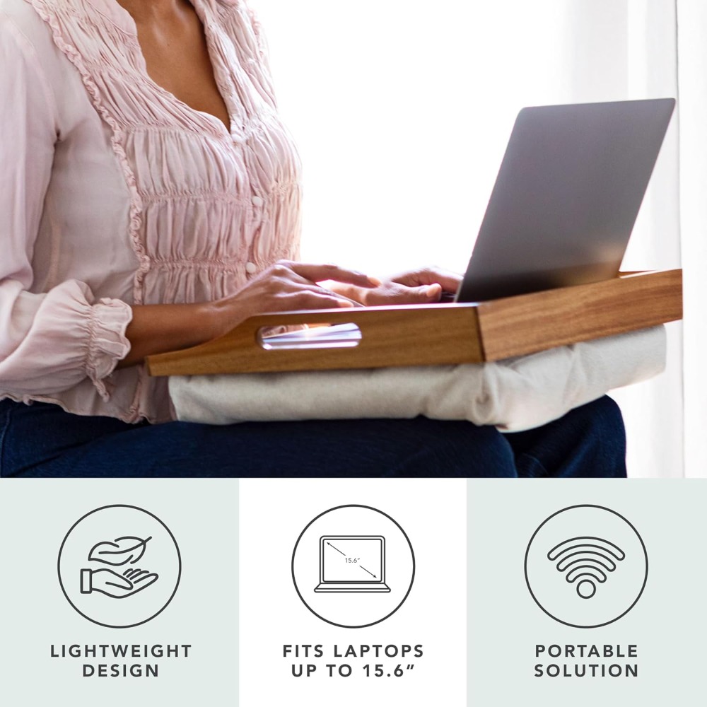 US Shipping Acacia Wood Bed Tr - Desk Setup With Laptop recension och pris
