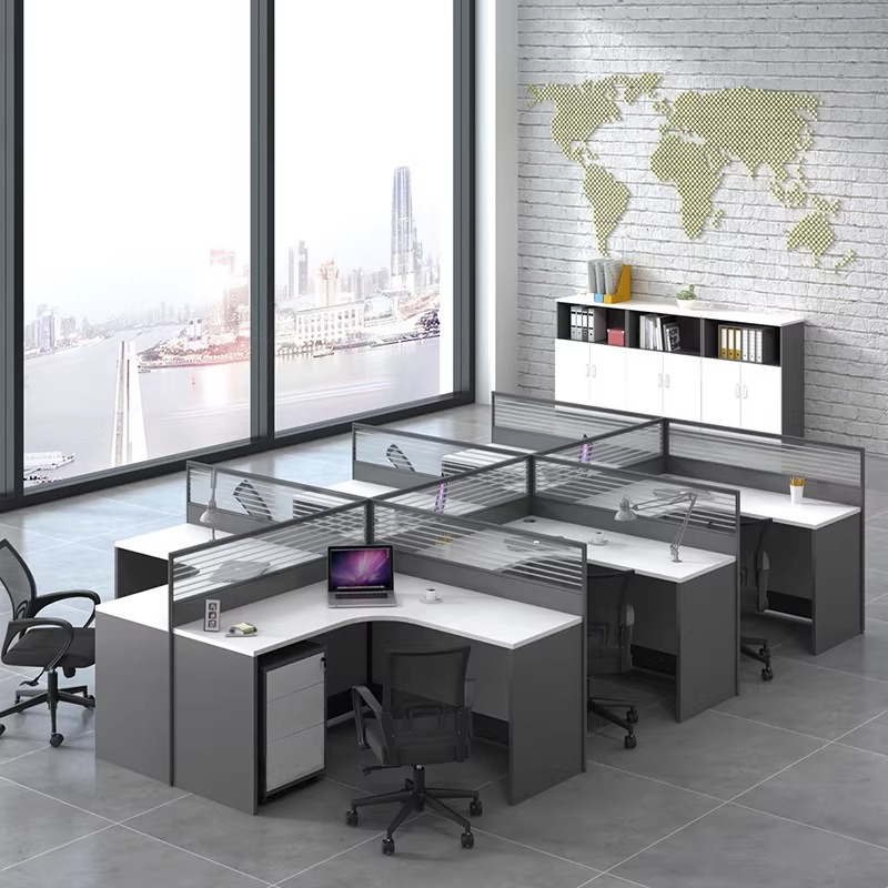 White Office Desk for 2 4 or 6 - Desk Setup Corner recension och pris
