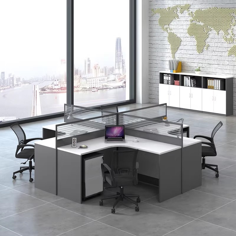 White Office Desk for 2 4 or 6 - Desk Setup Corner recension och pris
