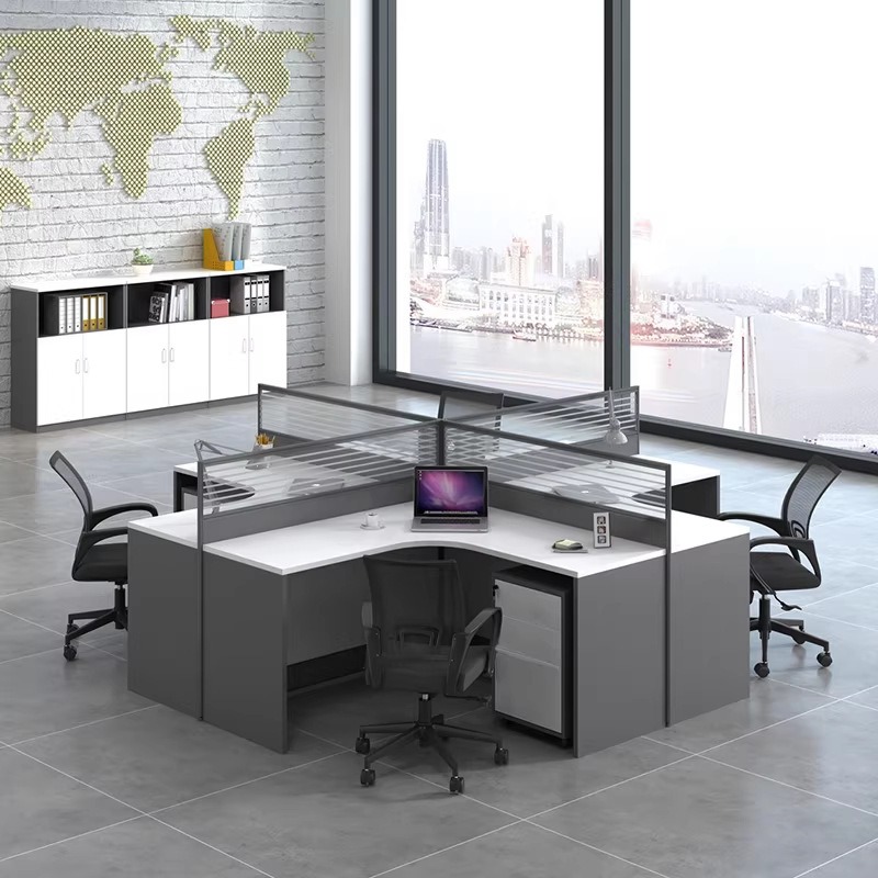 White Office Desk for 2 4 or 6 - Desk Setup Corner recension och pris