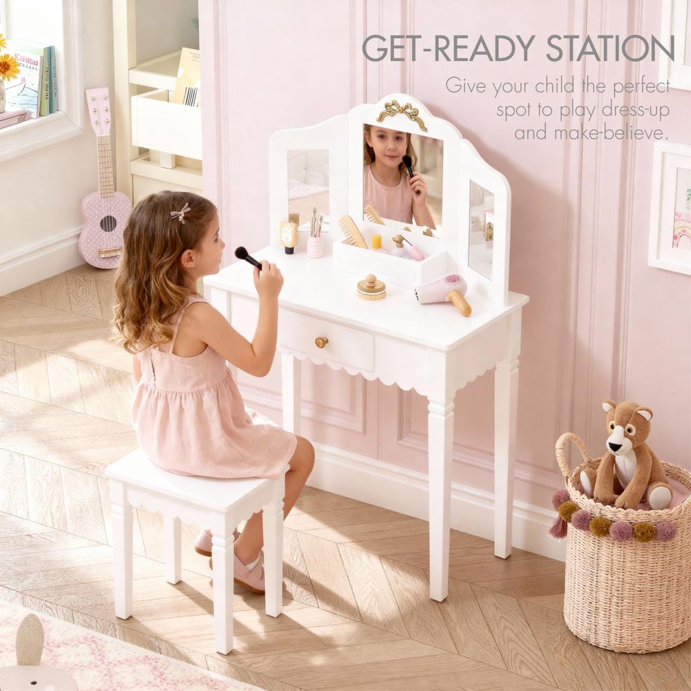 Kids Vanity Set with Mirror an - Desk Setup Girl recension och pris