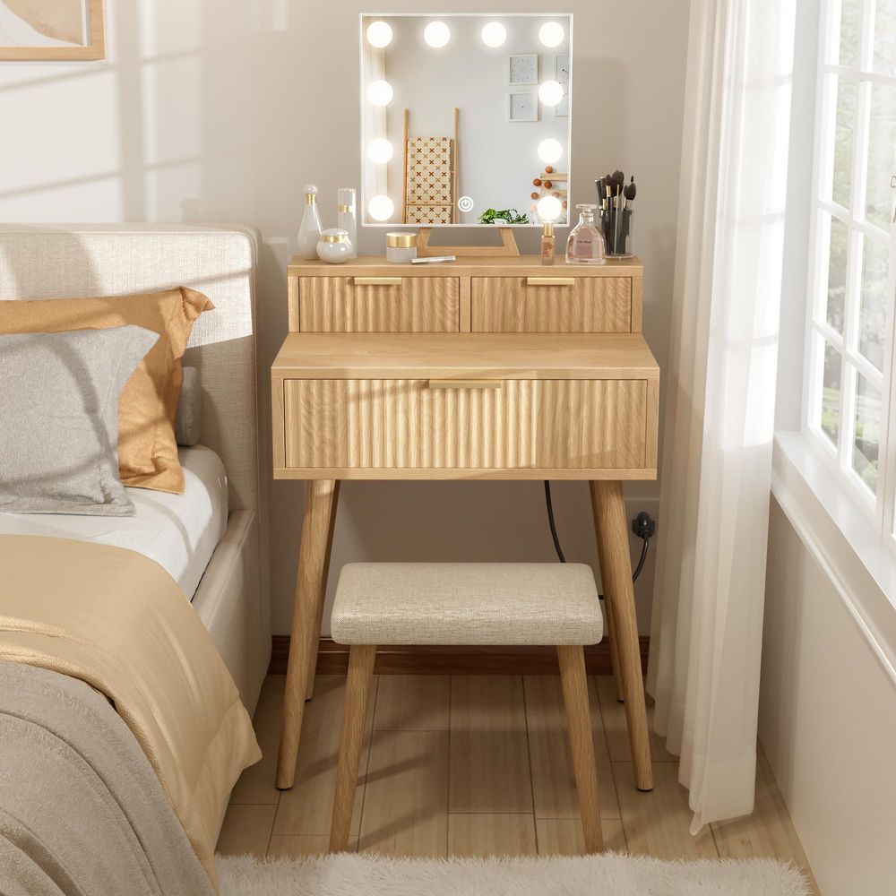 Small Vanity Desk with Hollywo - Desk Setup Girl recension och pris