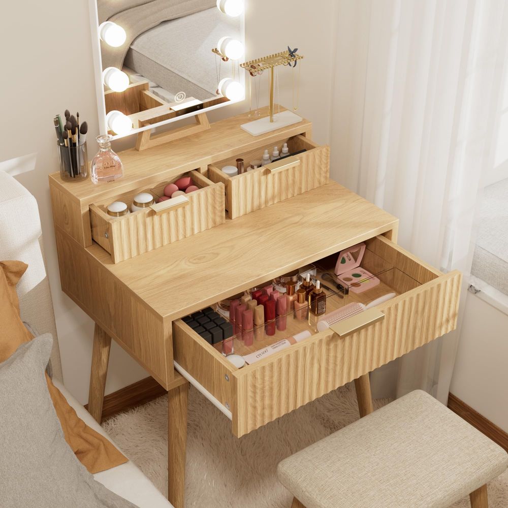Small Vanity Desk with Hollywo - Desk Setup Girl recension och pris