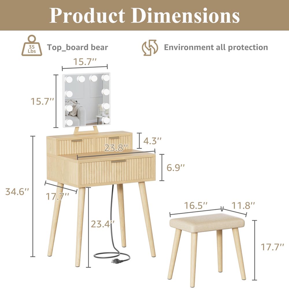 Small Vanity Desk with Hollywo - Desk Setup Girl recension och pris