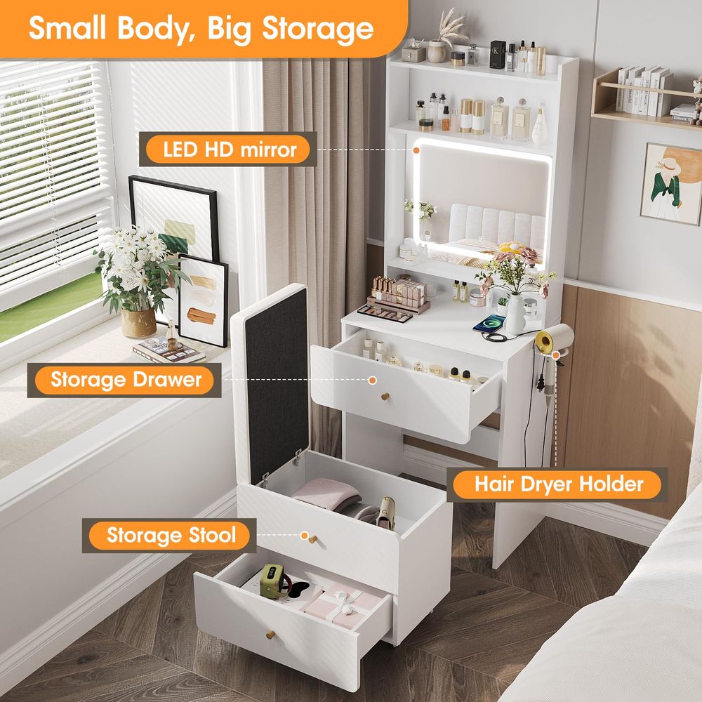 Make Up Vanity Desk with Mirro - Desk Setup Girl recension och pris