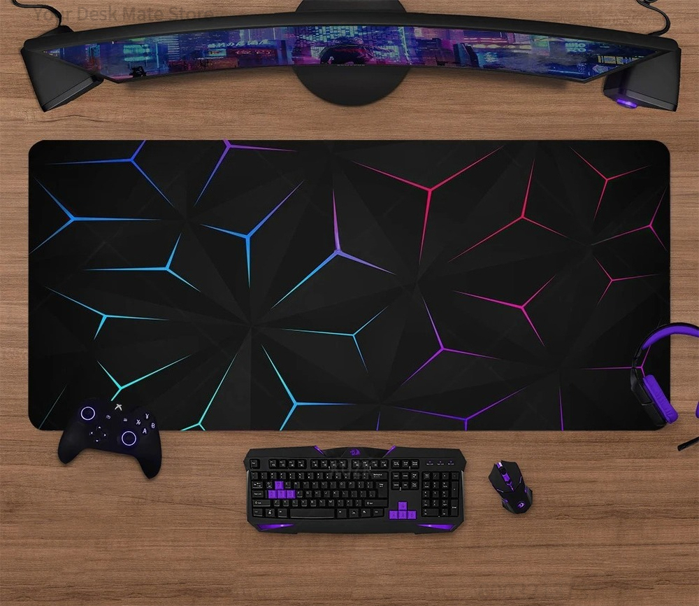 Geometric Line Gaming Desk Mat - Desk Setup Keyboard recension och pris