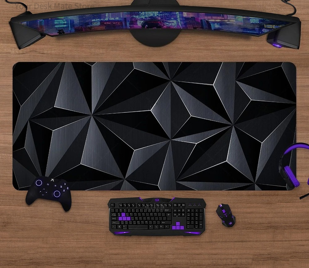 Geometric Line Gaming Desk Mat - Desk Setup Keyboard recension och pris