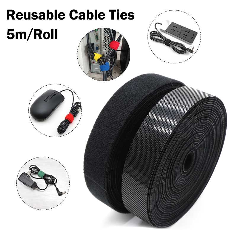 5M/Roll Width 10/15/20/25mm Bl - Cable Velcro Strap recension och pris