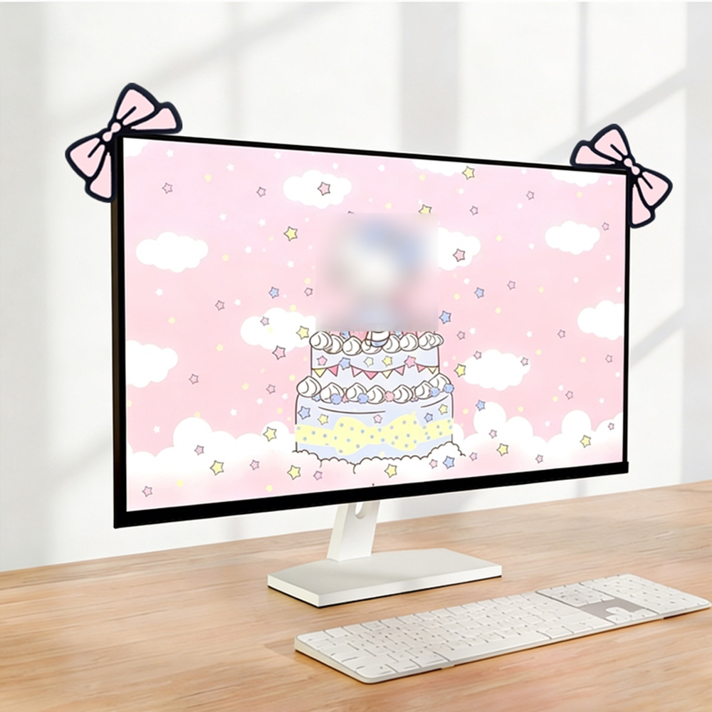 Cute Pink Bow Monitor Decor Ka - Desk Setup Girl recension och pris