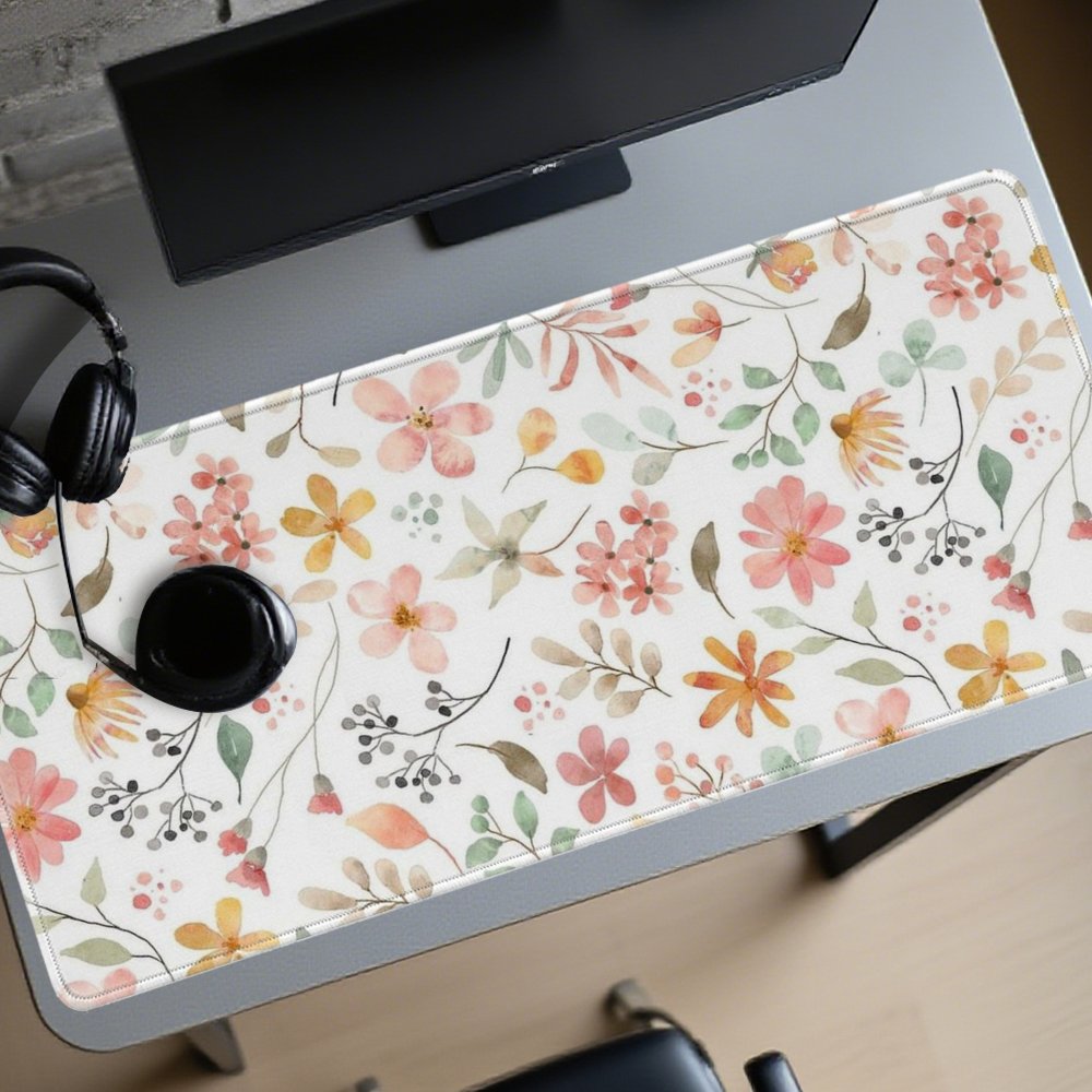 Pink Yellow Floral Mouse Pad D - Yellow Desk Setup recension och pris