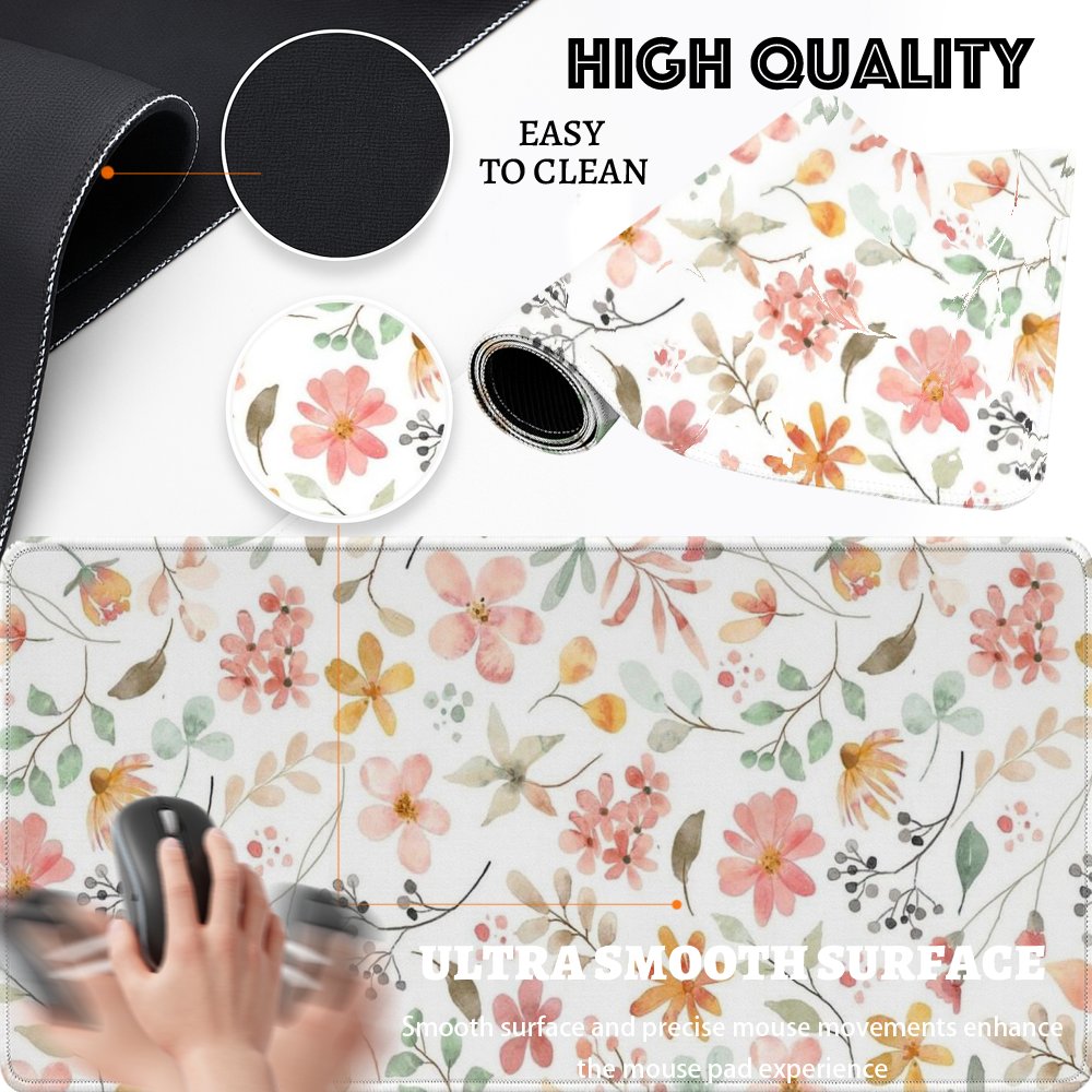 Pink Yellow Floral Mouse Pad D - Yellow Desk Setup recension och pris