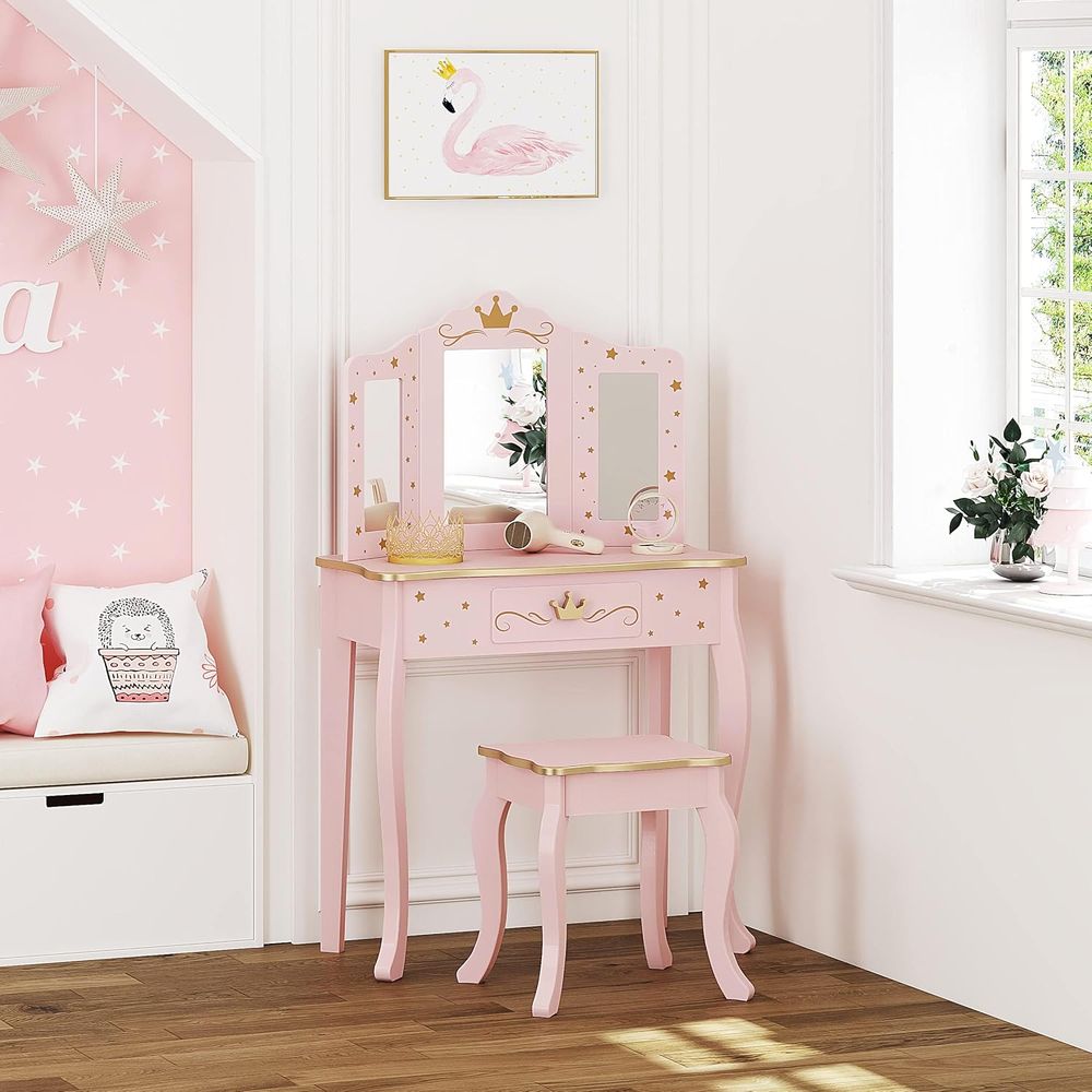 Kids Vanity Set with Mirror an - Desk Setup Girl recension och pris