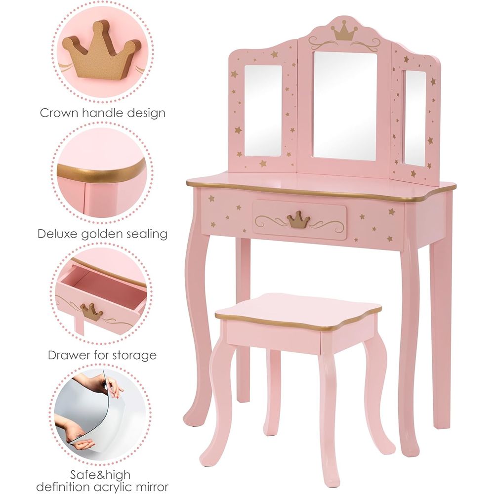 Kids Vanity Set with Mirror an - Desk Setup Girl recension och pris