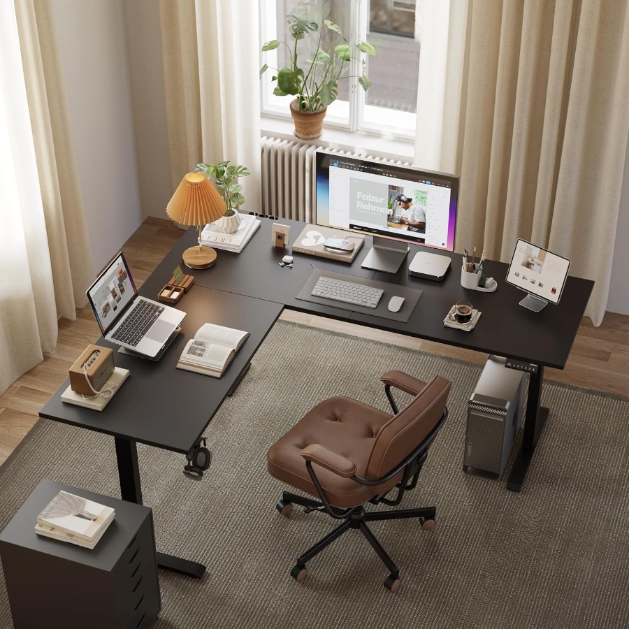 L Shaped Standing Desk Adjusta - Desk Setup Corner recension och pris