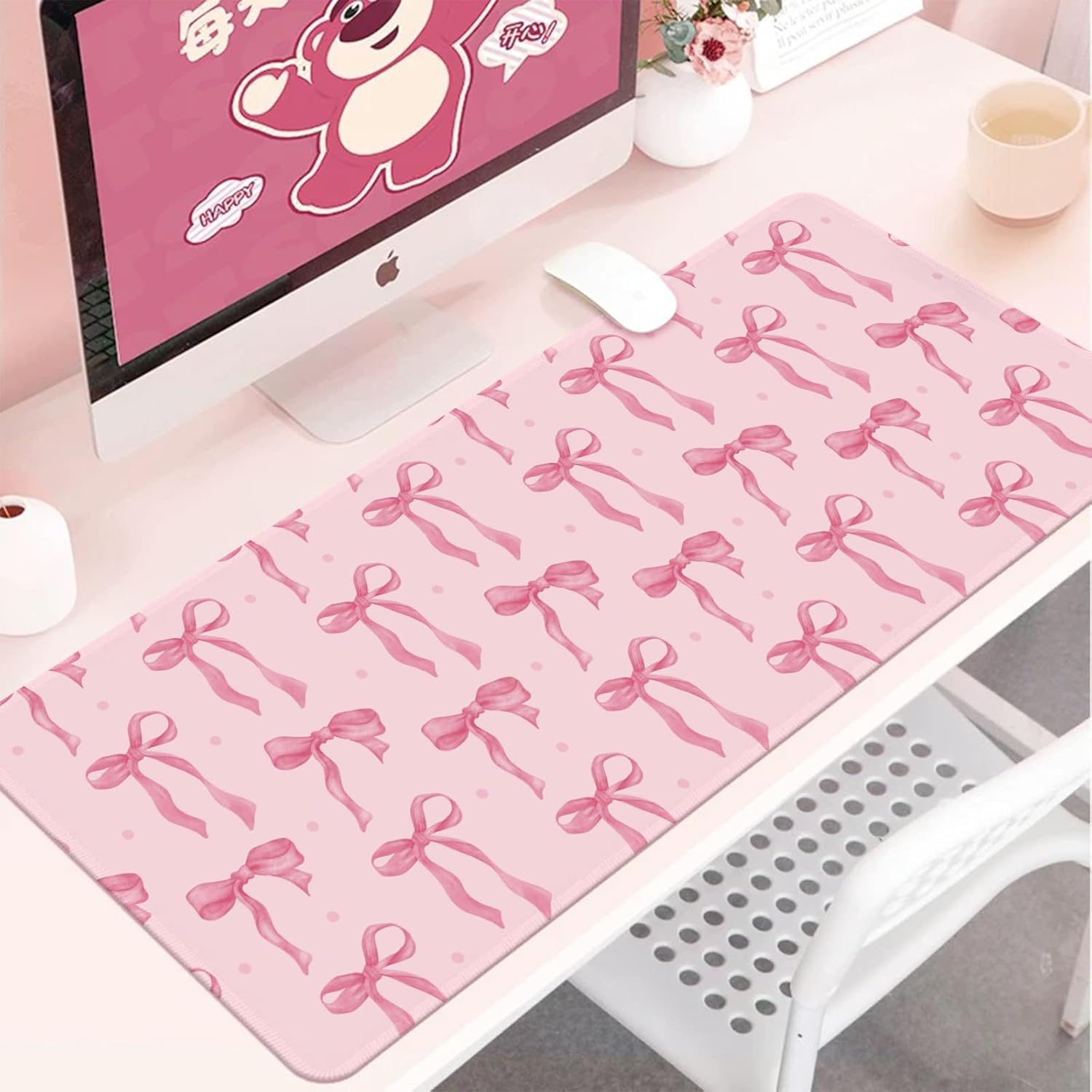 Pink Bow Desk Mat, Large Mouse - Rubber Mat Desk recension och pris
