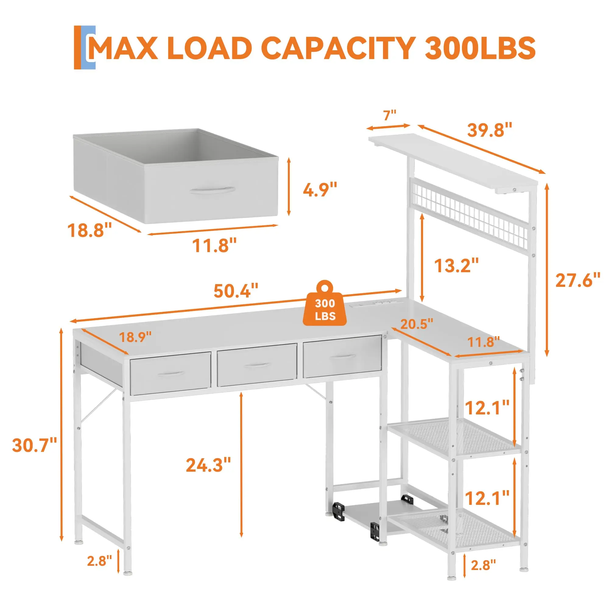 50.4 Inch Reversible L Shaped  - Desk Setup Corner recension och pris
