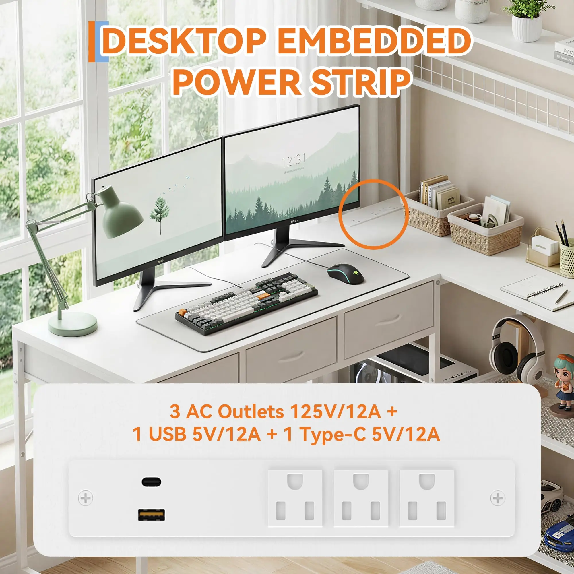50.4 Inch Reversible L Shaped  - Desk Setup Corner recension och pris