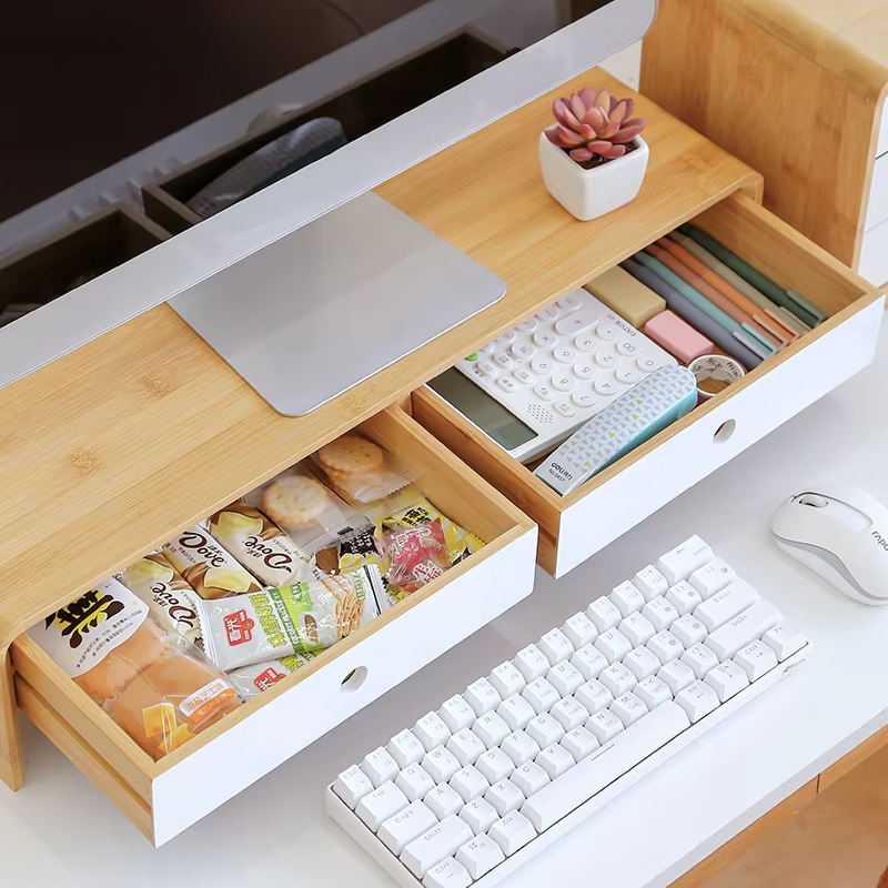 Bamboo Laptop Monitor Riser Ec - Desk Setup With Laptop recension och pris