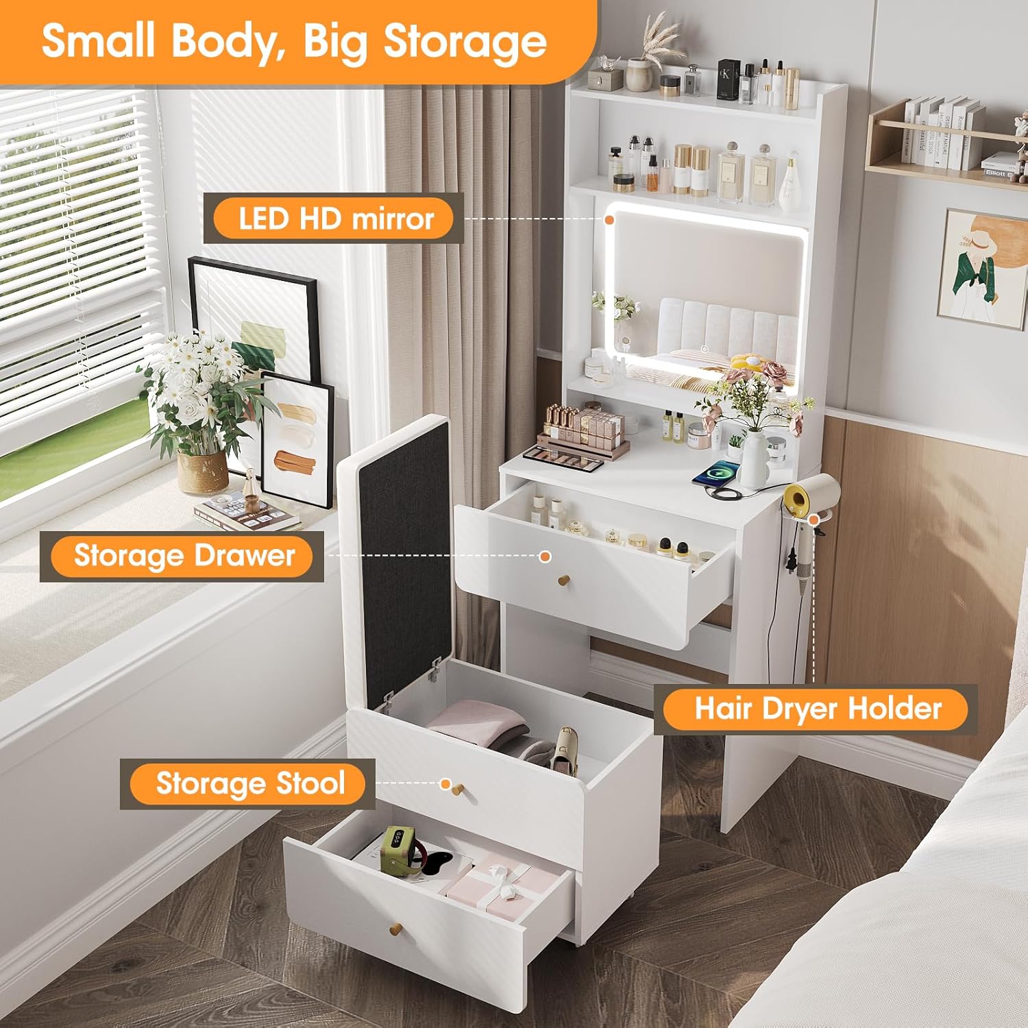 Make Up Vanity Desk with Mirro - Desk Setup Girl recension och pris