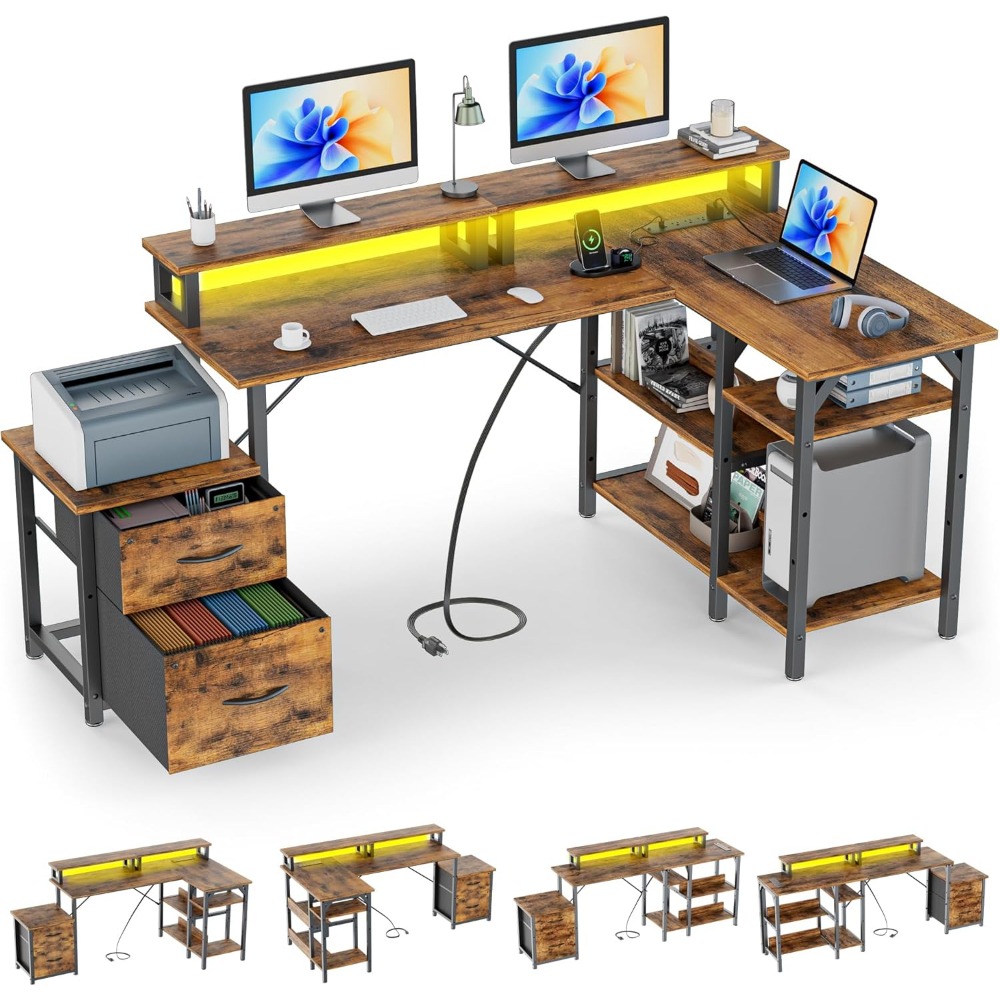 Office Desk with File Drawers& - Desk Setup Corner recension och pris