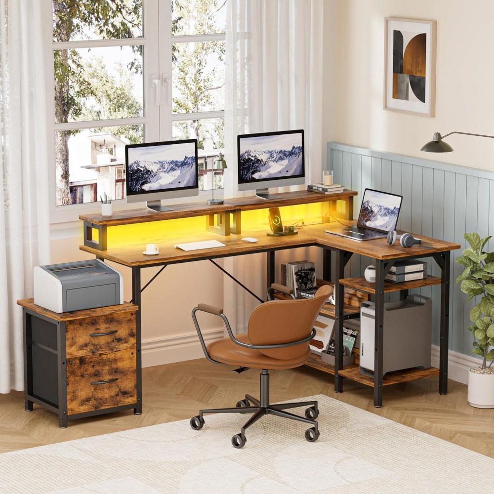 Office Desk with File Drawers& - Desk Setup Corner recension och pris