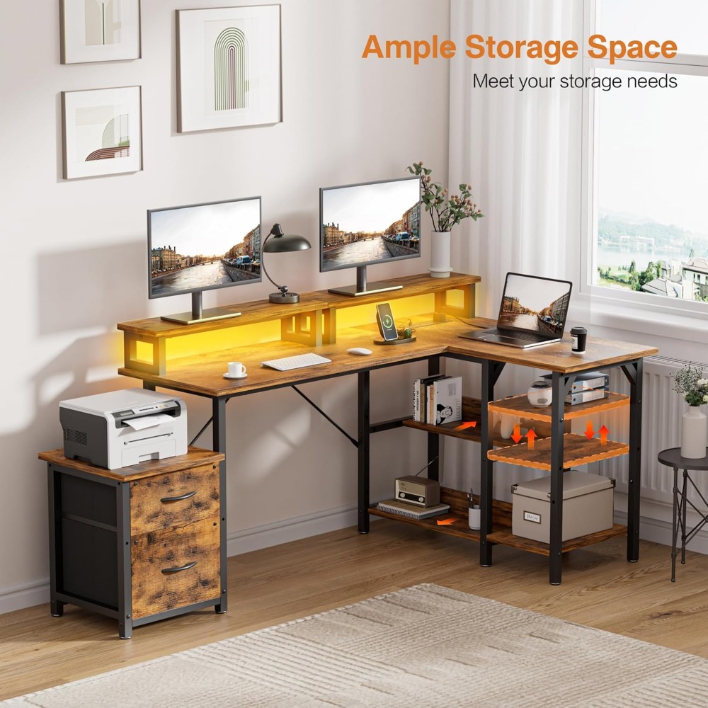 Office Desk with File Drawers& - Desk Setup Corner recension och pris
