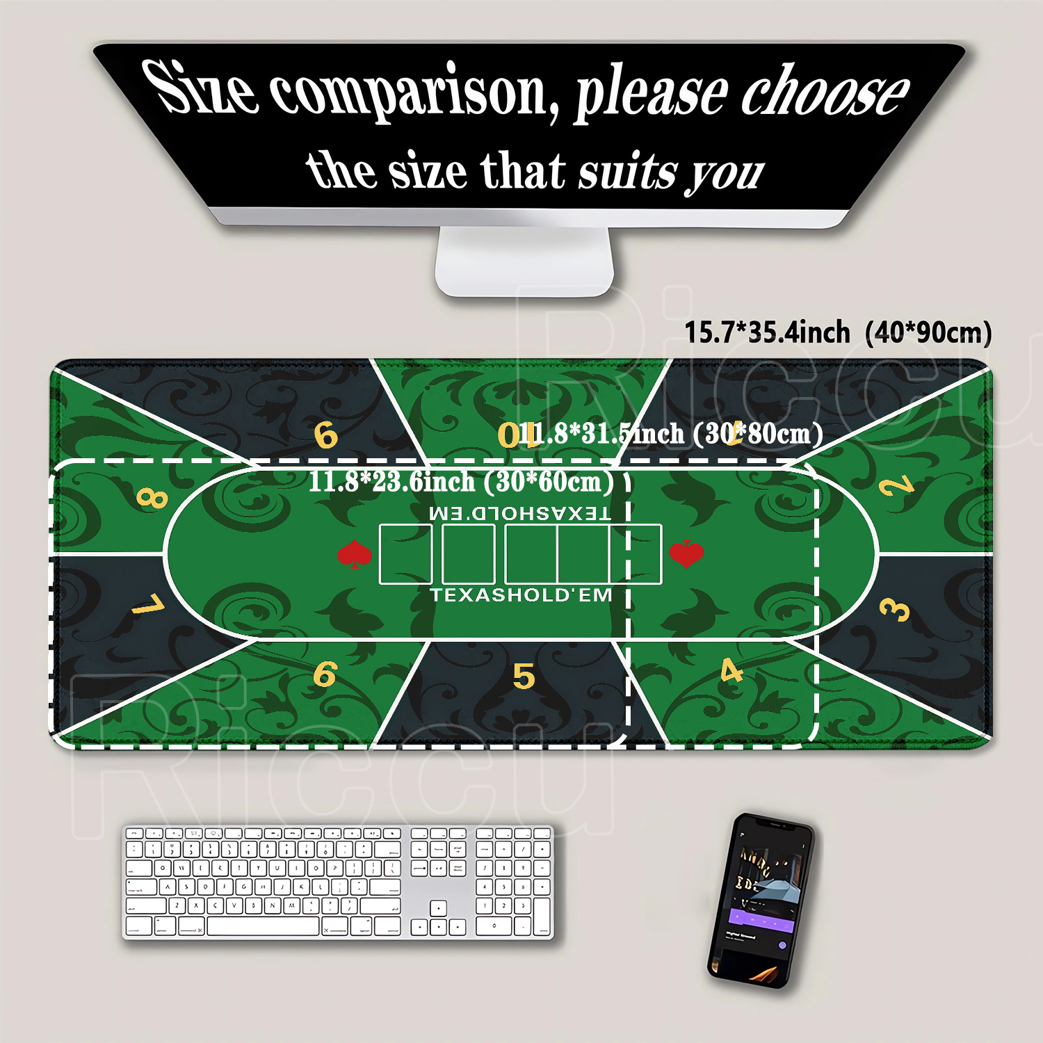 Mousepad Texas Hold’em poker R - Rubber Mat Desk recension och pris
